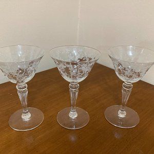 Cambridge Rose Point  Champagne Glasses Set of 3